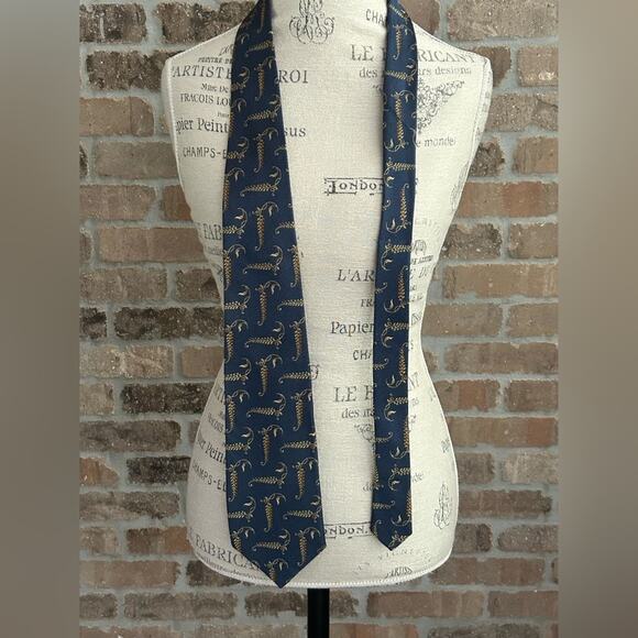 Robert talbott best of class navy blue gold grape vine men’s silk tie wine gift - Picture 11 of 15